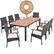 Alt View 6. Costway - 9 PCS Patio Rattan Dining Set with Acacia Wood Table, Cushions, 1.9" Umbrella Hole - Mix Brown + Off White.