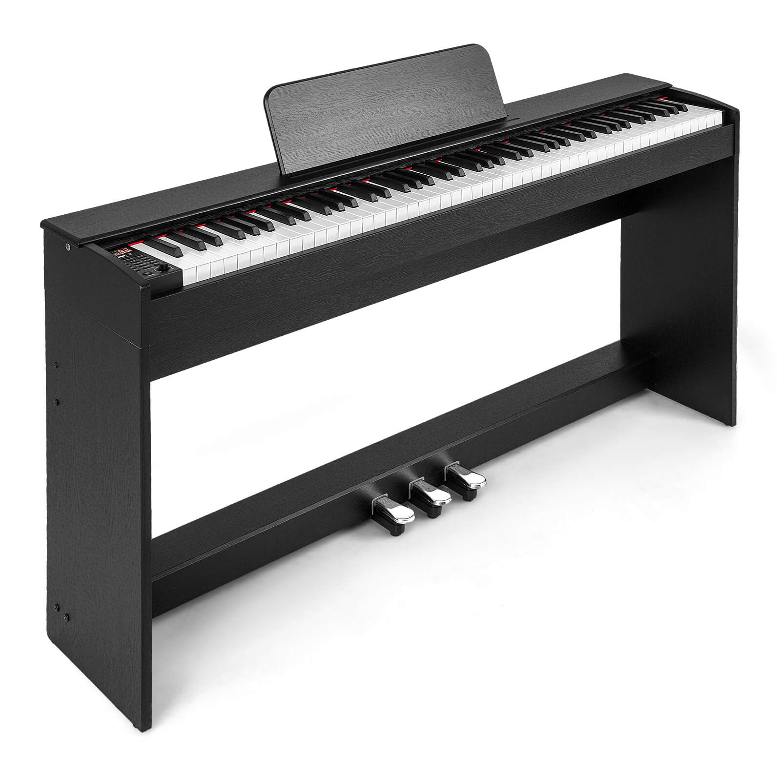 Alt View 9. Costway - Costway 88-Key Hammer Action Weighted Keyboard Electric Piano with  Stand & Triple Pedals - Black.