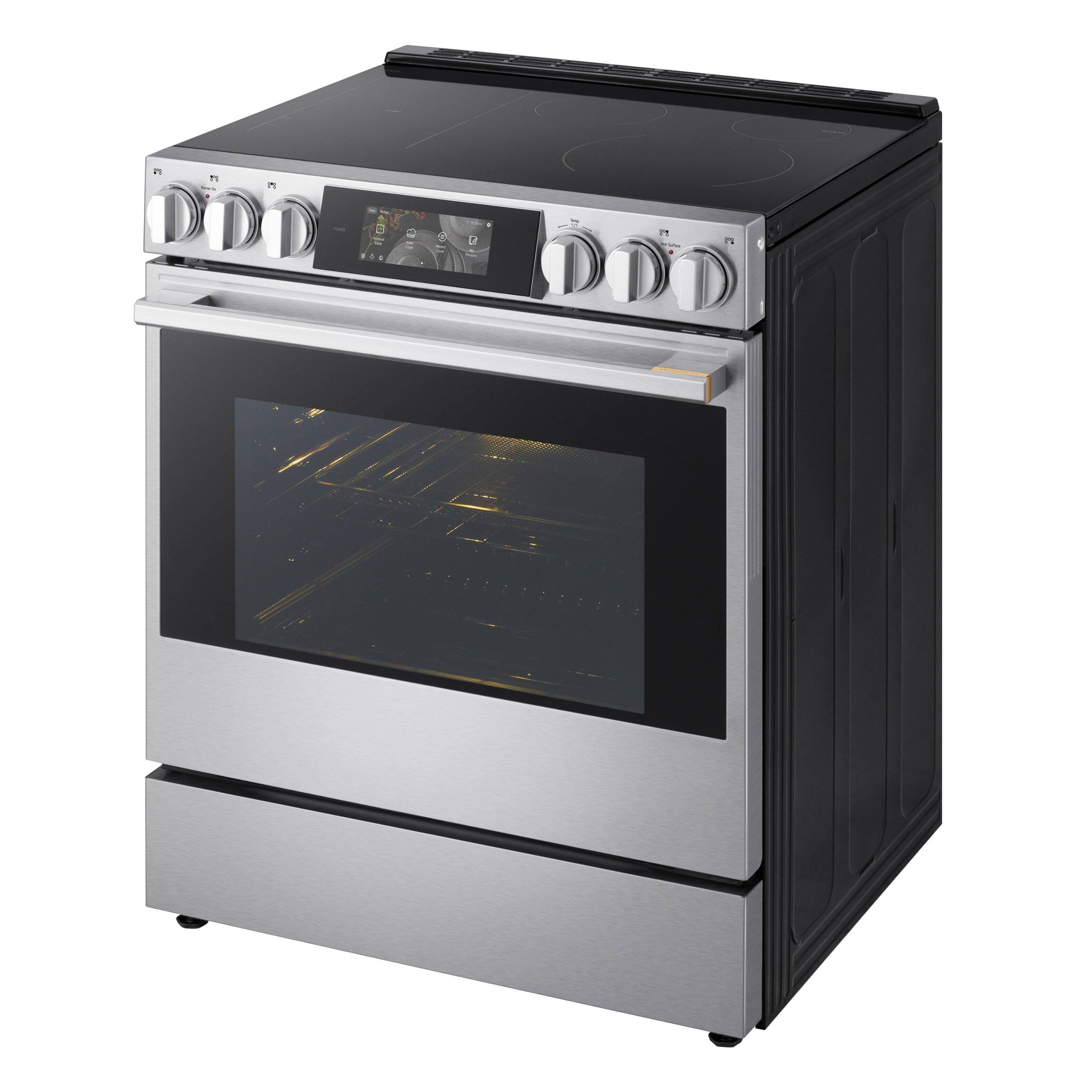 Alt View 5. LG - SIGNATURE 30” Slide-In Electric Induction True Convection Smart Range with Air Fry and AI Gourmet Camera - PrintProof Stainless Steel.