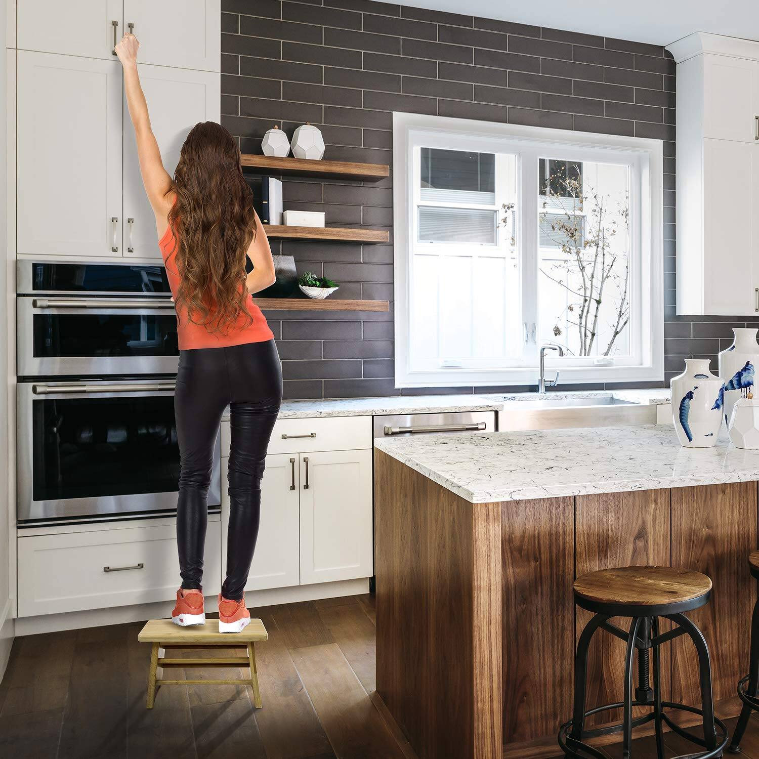 Left. Sorbus - Sorbus Bamboo Step Stool - Great Foot Rest & Potty Training Stool for Kids Toddlers, Adults, Kitchen, Bathroom, etc - Brown.