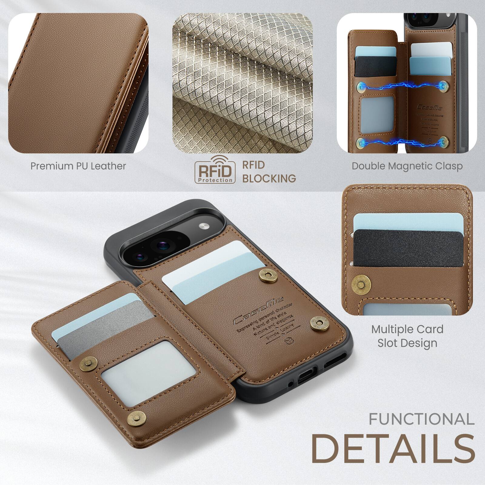 EcaMe - dr -n P - Premium PU Leather RFID RFiD Protection BLOCKING Double Magnetic Clasp Casele PETAan WA g of elegant Enrc AVnc notin_to_trscrie UrY K Shingtote 1 Multiple Card Slot Design FUNCTIONAL DETAILS