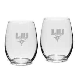 Jardine - LIU Sharks Team Design Two-Piece 15oz. Stemless Wine Glass Set - Multicolor