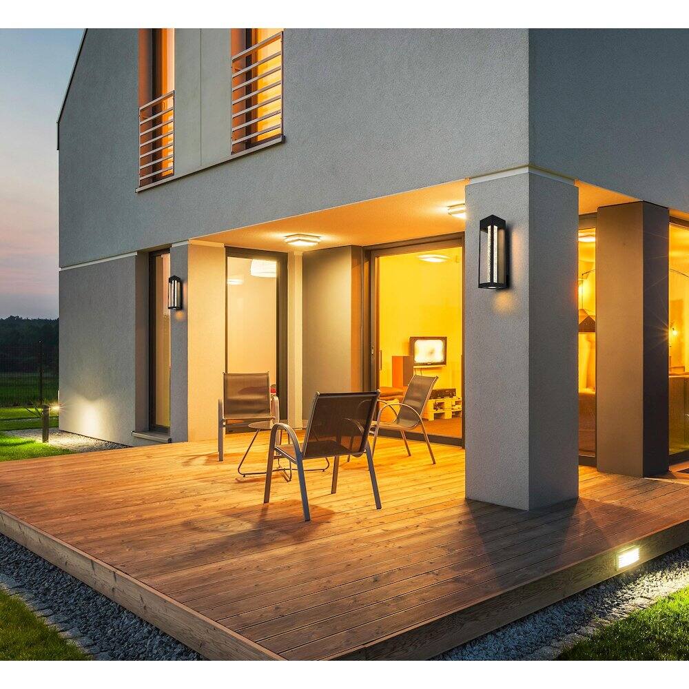 Alt View 4. Elegant Lighting - Amaris 19 inch LED Outdoor Wall sconce in Black - Black And Clear.