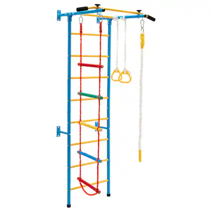 Front. Costway - Costway 5 in 1 Kids Indoor Gym Playground Swedish Wall Ladder Children Home Climbing Gym Solid Wall Set Up - Multicolor.
