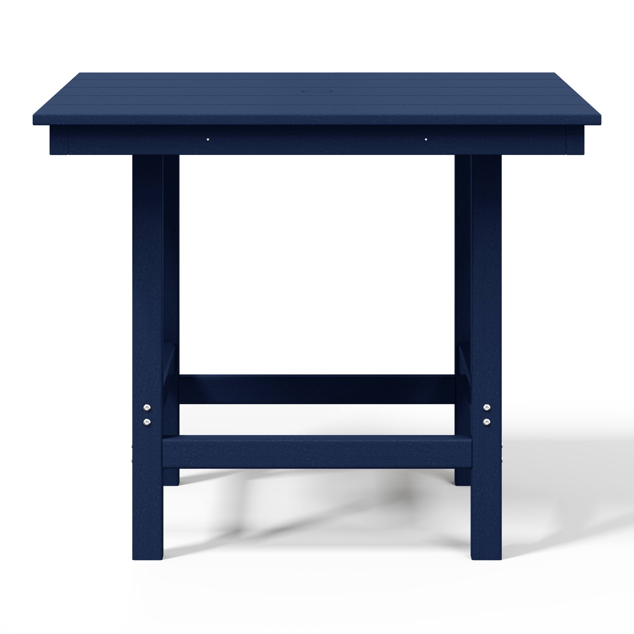 Alt View 1. WestinTrends - WestinTrends Ashore Outdoor HDPE 36" Square Patio Dining Table with Umbrella Hole - Navy Blue.