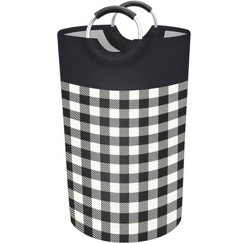 Front. DORLUKFU - Laundry Basket, Laundry Hamper, Hampers for Laundry, Clothes Baskets Collapsible With Handles Waterproof For Bathroom - Black.