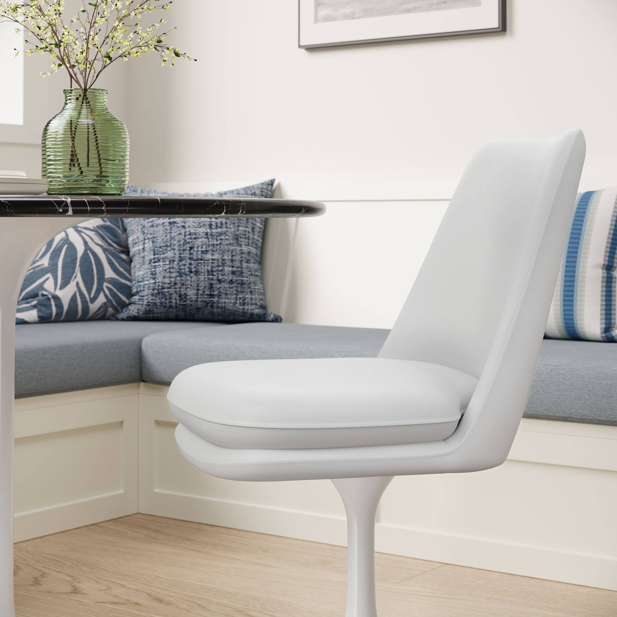 Alt View 6. Modway - Lippa Swivel Dining Vegan Leather Side Chair by Modway - White.