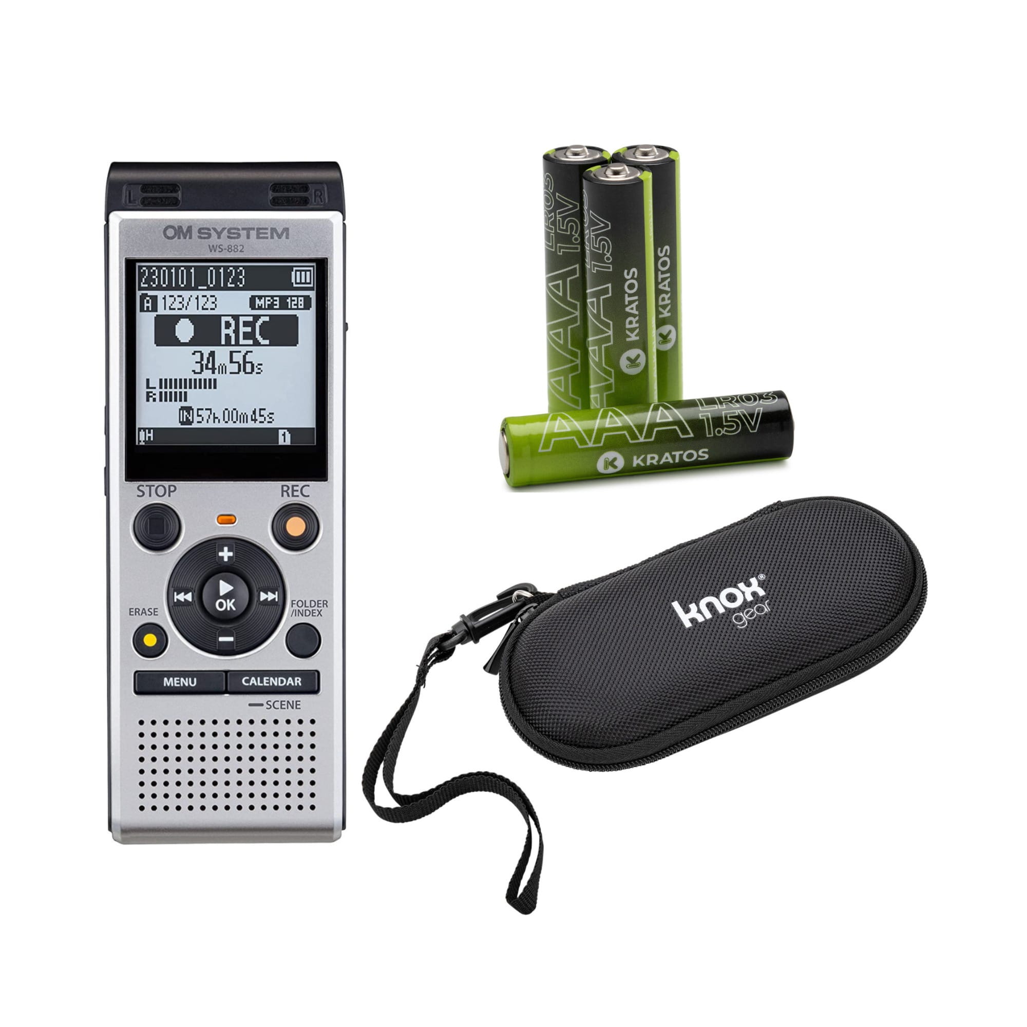 Olympus - WS-882 Digital Voice Recorder (Silver and Black) with Accessories Bundle