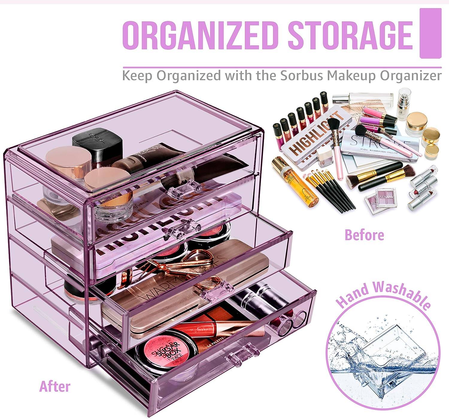 ORGANIZED STORAGE  
Keep Organized with the Sorbus Makeup Organizer  

Before  
After  

Hand Washable