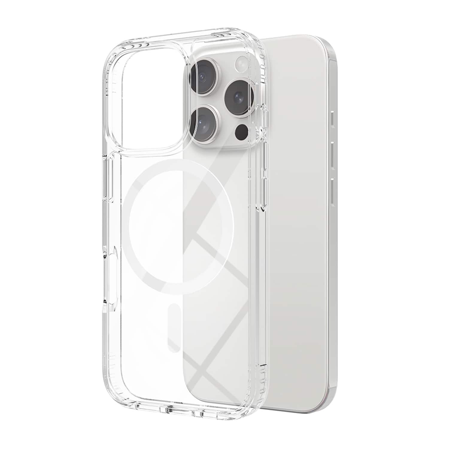 Dteck - Magnetic Case for Apple iPhone 16 Pro Slim Anti Yellow Hard PC Shockproof Cover Wireless Charging Compatible - Clear