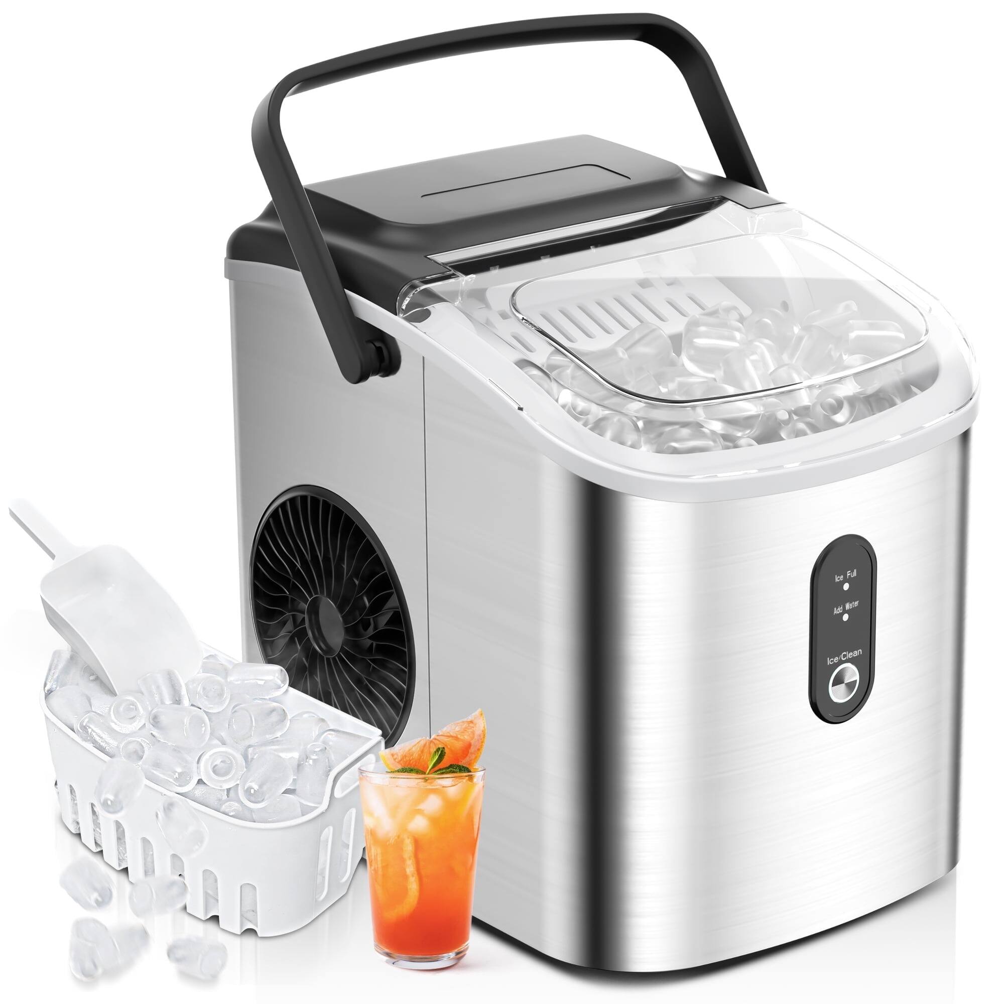 Front. SIMZLIFE - Countertop Ice Maker 26 lbs/Day Portable Self-Cleaning, 9 Bullet Ice in 6 Min - Silver.