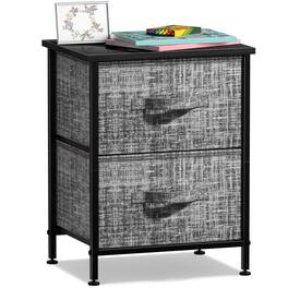 Sorbus - Nightstand with 2 Drawers - Steel Frame, Wood Top &Fabric Bins -Home, Bedroom, Office &College Dorm, Kids Bedside - Gray Black