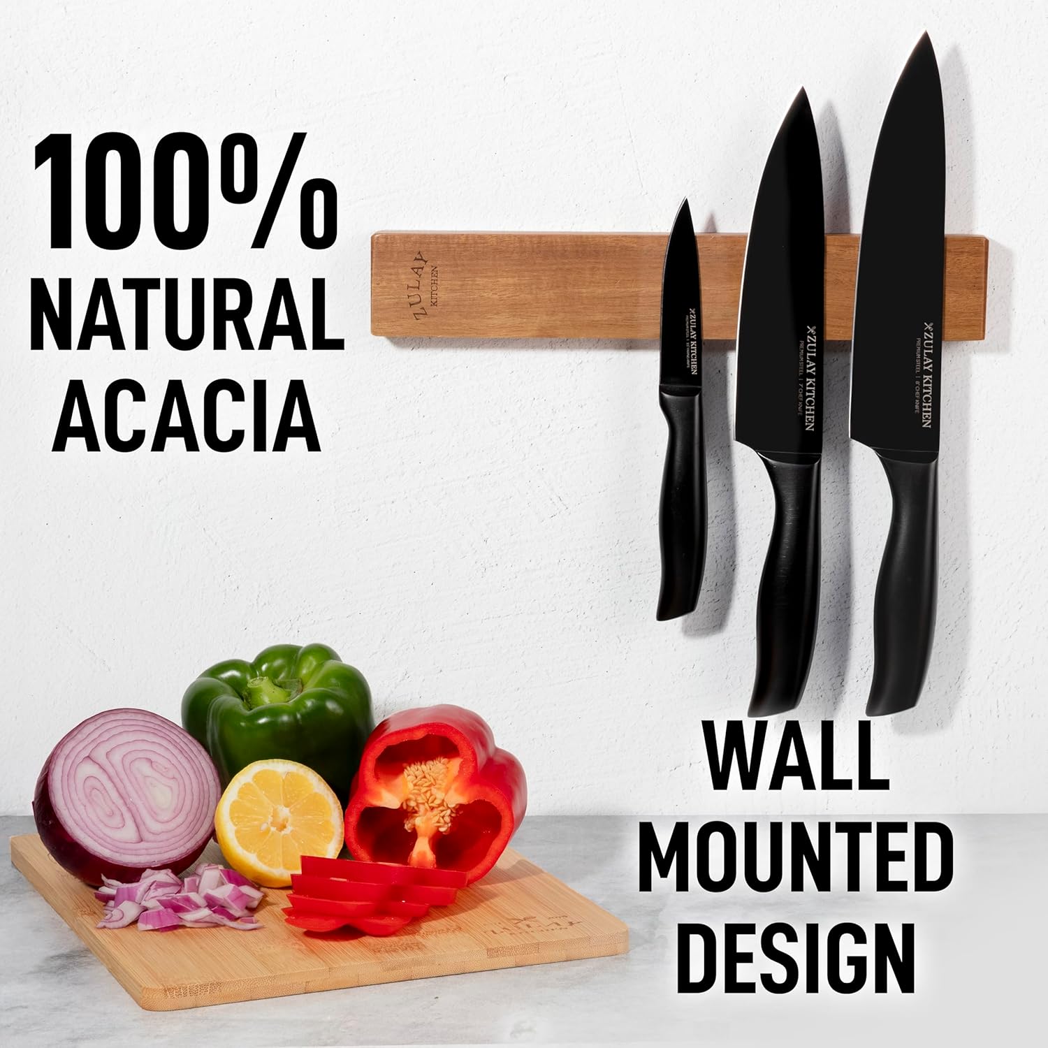 100% Natural Acacia, Zulay Kitchen, Wall Mounted Design