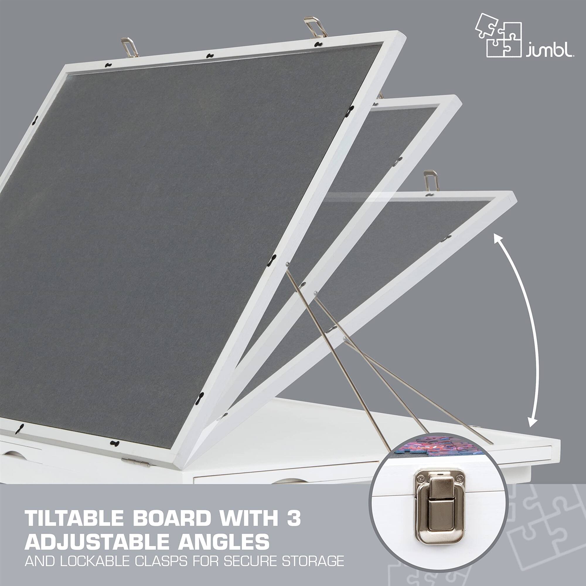 jumbl TILTABLE BOARD WITH 3 ADJUSTABLE ANGLES AND LOCKABLE CLASPS FOR SECURE STORAGE