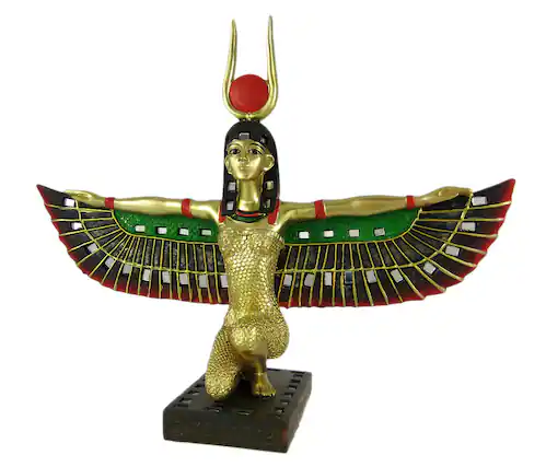 Front. Zeckos - Winged Isis Egyptian Goddess Statue Deity Mythology - Brown.