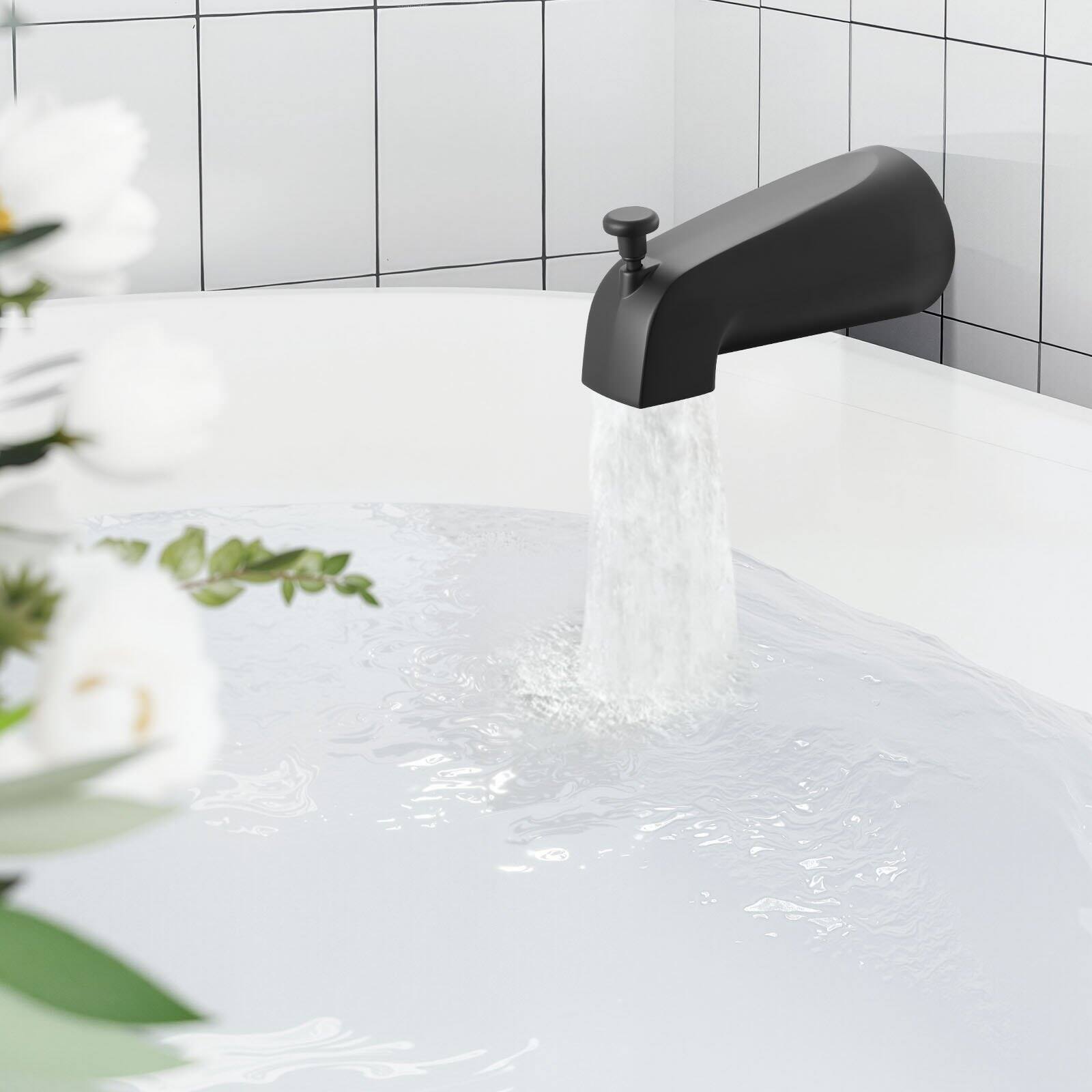 Alt View 1. Glintex - Tub and Shower Faucet Set, 4 in Rain Shower Head with Tub Spout, Single Spray, Single Handle with Stainless Valve - Matte Black.