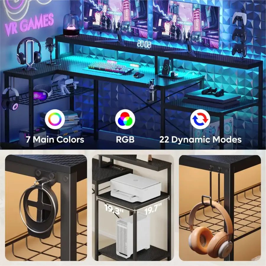 VR GAMES cAR STAND - 5005 LAN STAND - 7 Main Colors - RGB - 22 Dynamic Modes - 19.3" - 19.7"