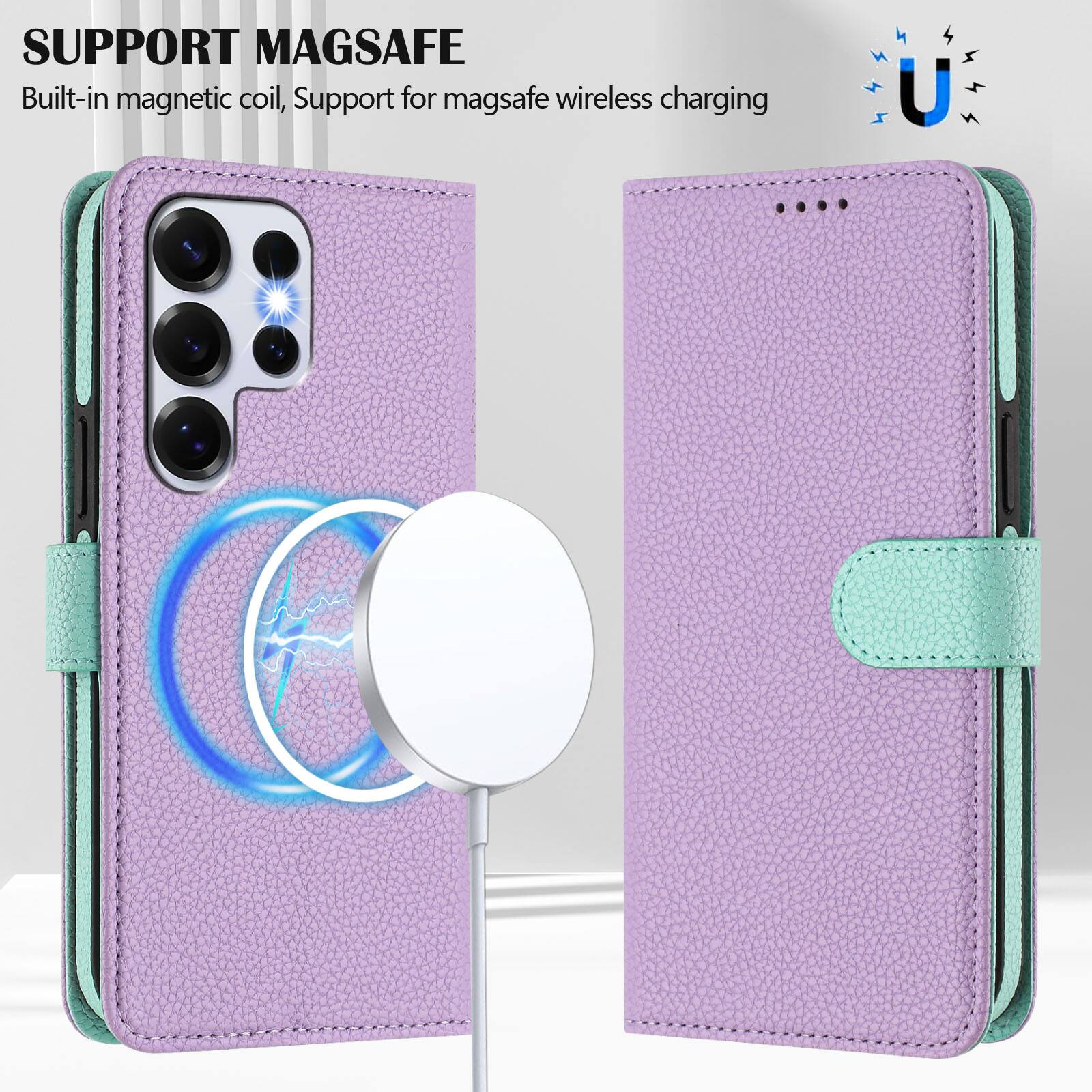 SUPPORT MAGSAFE  
Built-in magnetic coil, Support for magsafe wireless charging