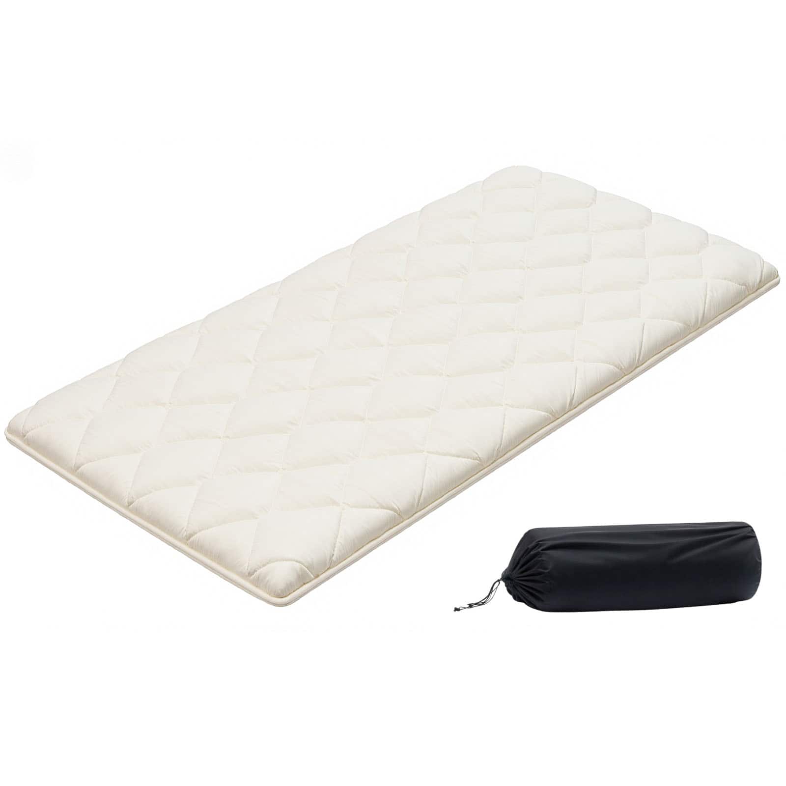VEVOR - Japanese Tatami Mat, Twin Size Foldable Japanese Tatami Mattress, Futon Mattress with Storage Bag & Fastener - White