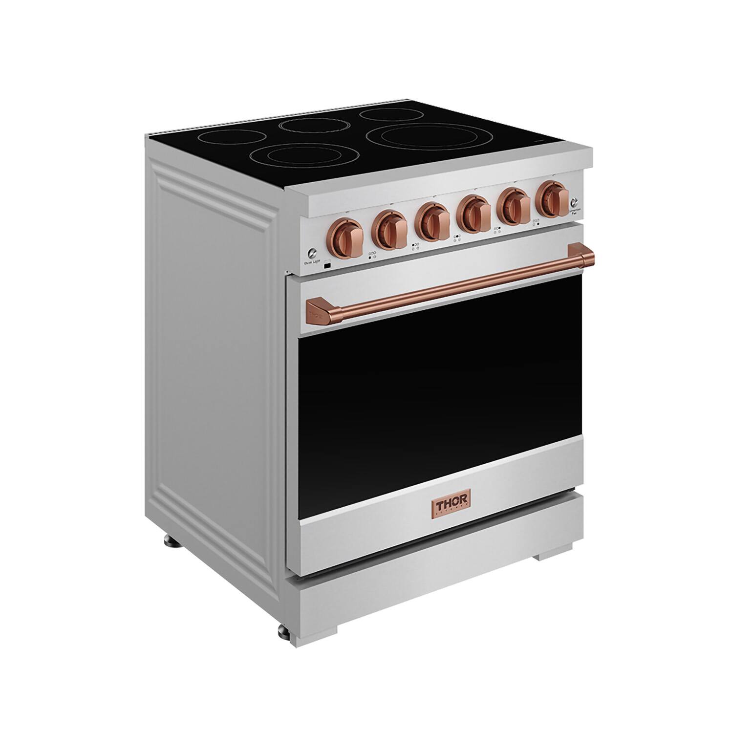 Angle. Thor Kitchen - Gordon Ramsay Series by Thor Kitchen 4.55 Cu. Ft Freestanding Electric Range with Rose Gold Hardware - Stainless steel.