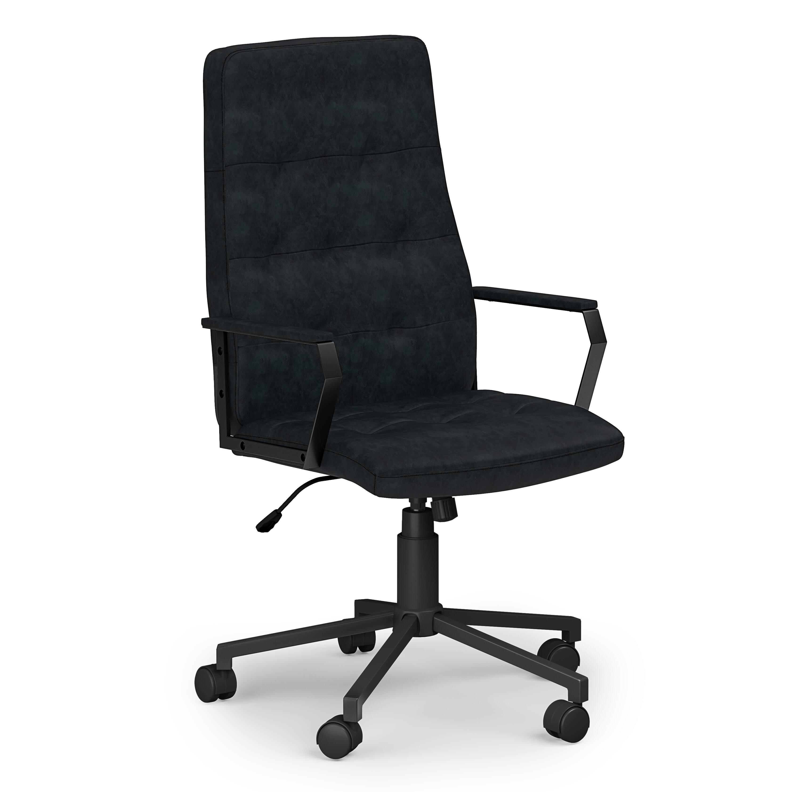Front. Simpli Home - Foley Swivel Office Chair - Distressed Blue.