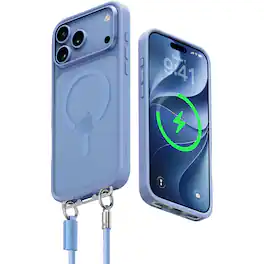 CASEKOO - Magnetic Case for iPhone 18 Pro Max & 17 Pro Max, Matte Translucent, ClipSafe & Wrist Strap - Glacier