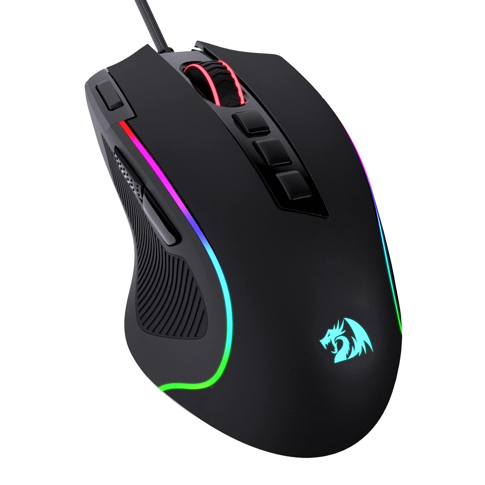 Front. PO3TICJUNKI3 - M612 Rgb Gaming Mouse Optical With Buttons & Backlit Modes Software Supports Diy Keybinds Rapid Fire Button - Black.