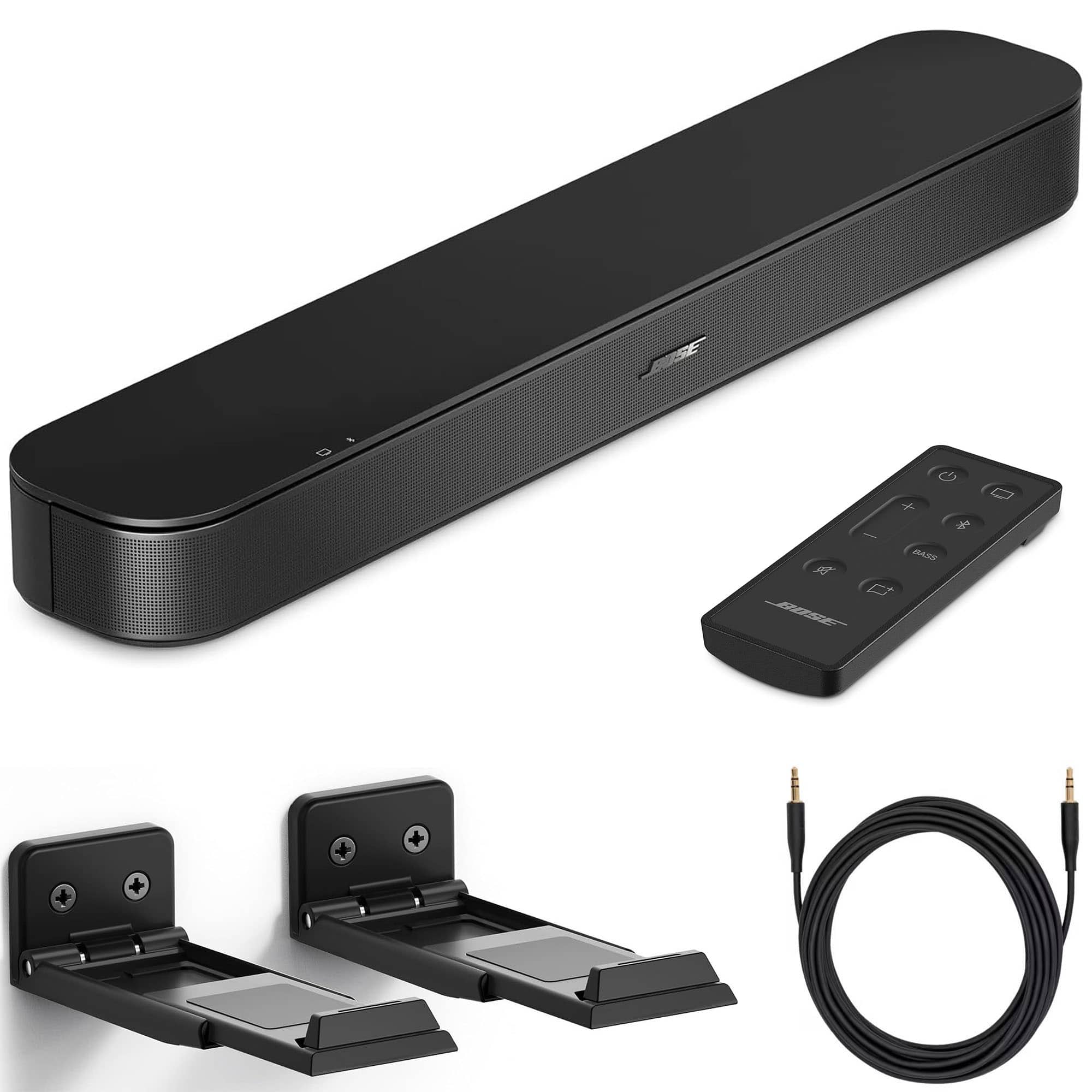 Bundle - Bose - TV Speaker (2nd Gen) with Wall Mount and Aux Cable, Bluetooth and HDMI-ARC - Black