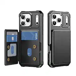UUCOVER - Shockproof Wallet Back Case for Apple iPhone 17 Pro,Magnetic PU Leather+TPU Card Holder Case Kickstand Cover - Black