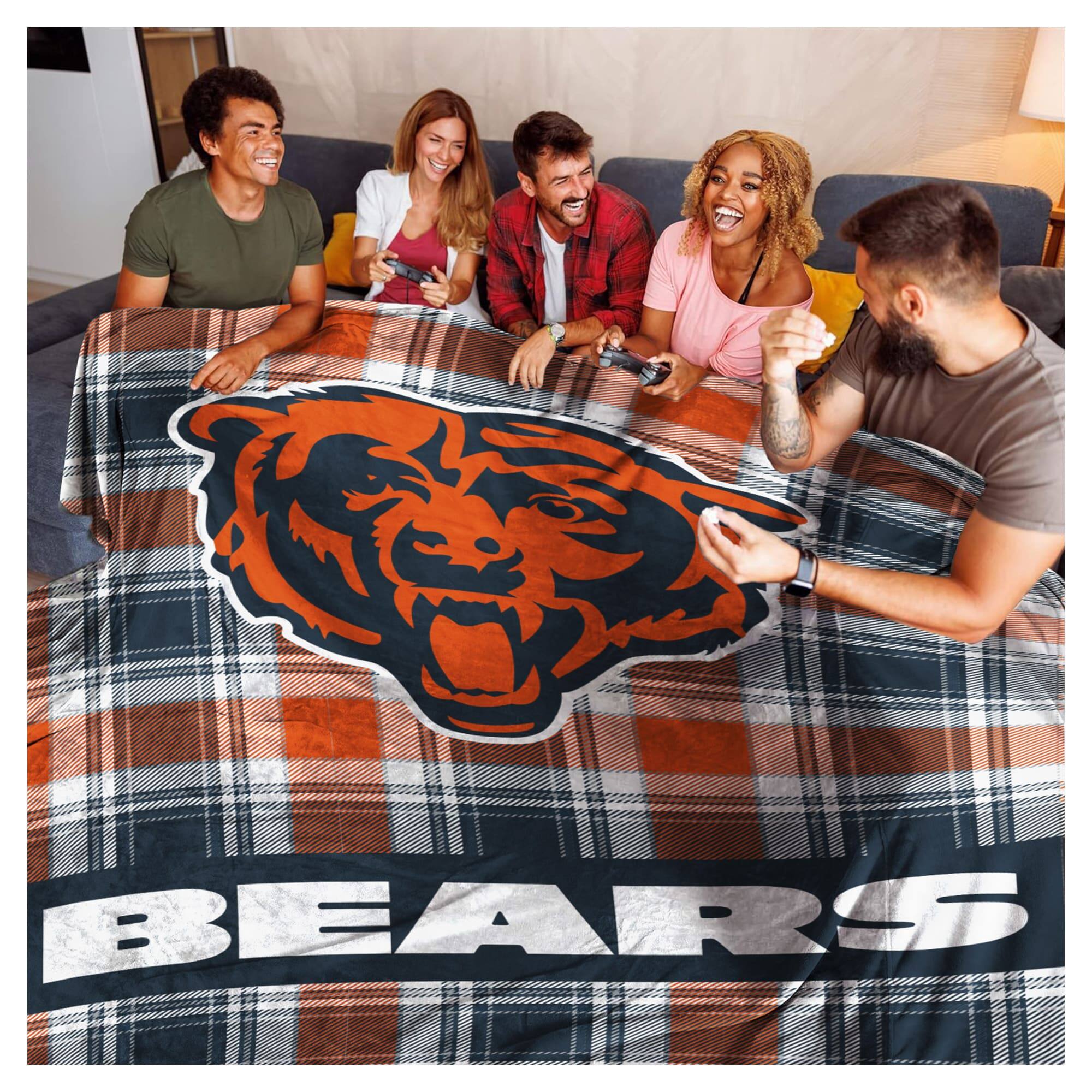 Alt View 1. Pegasus - Chicago Bears 66" x 95" Oversized Plaid FAN-mily Ultra Cozy Blanket - Multicolor.