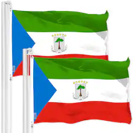 G128 - Equatorial Guinea Flag 2-Pack 3x5 Ft 150D Polyester Indoor/Outdoor Brass Grommets - Vibrant Colors