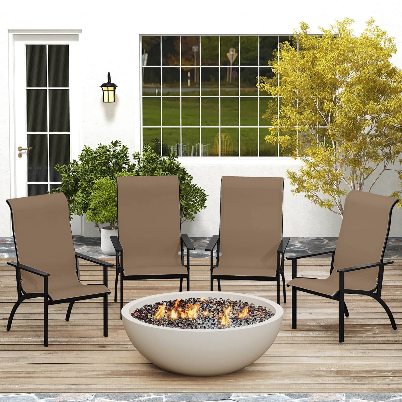 Alt View 4. Costway - Costway 1PCS Adirondack Chair with 400 lbs Weight Capacity High Back and Metal Frame Outdoor - Brown.