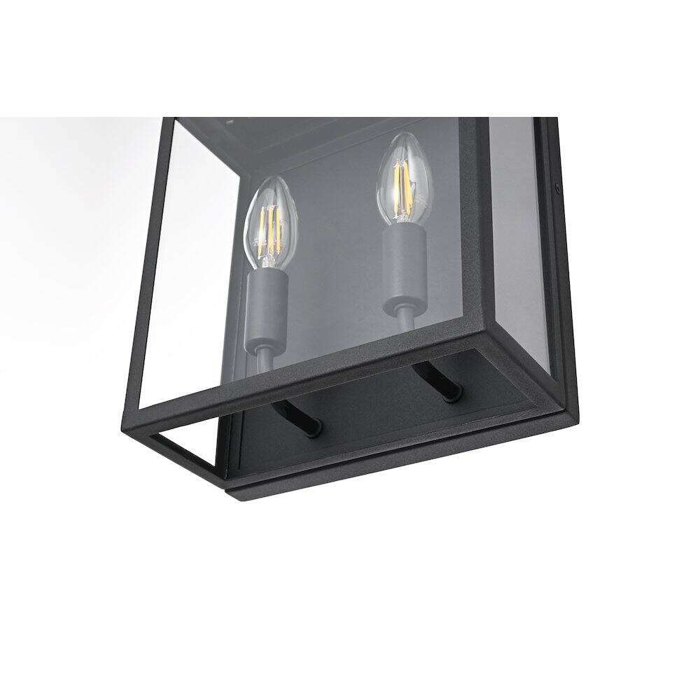 Alt View 2. Elegant Lighting - Valentin 9 Inch Outdoor Wall Sconce In Black - Black.