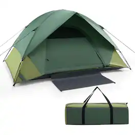 Costway - 2-person Camping Tent Lightweight Outdoor Tent with Removable Rain Fly Carrying Bag - Green