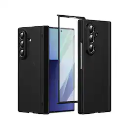 Dteck - Magnetic Full-Body Case for Samsung Galaxy Z Fold7 with 9H Tempered Screen Protector,Shock-absorbent Hinge Coverage - Black