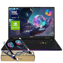 MSI - Raider 18 18" UHD+ Laptop - Intel Core Ultra 9 285HX - 96GB RAM - 4TB SSD - NVIDIA GeForce RTX 5090 - PCO Laptop cooler - Black