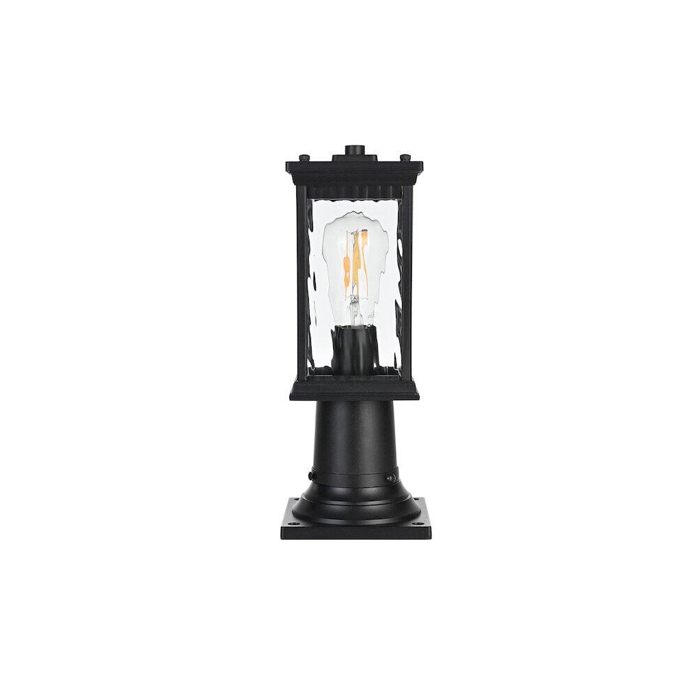 Left. Elegant Lighting - Mascher 7 inch Outdoor Pendant in Black - Black.
