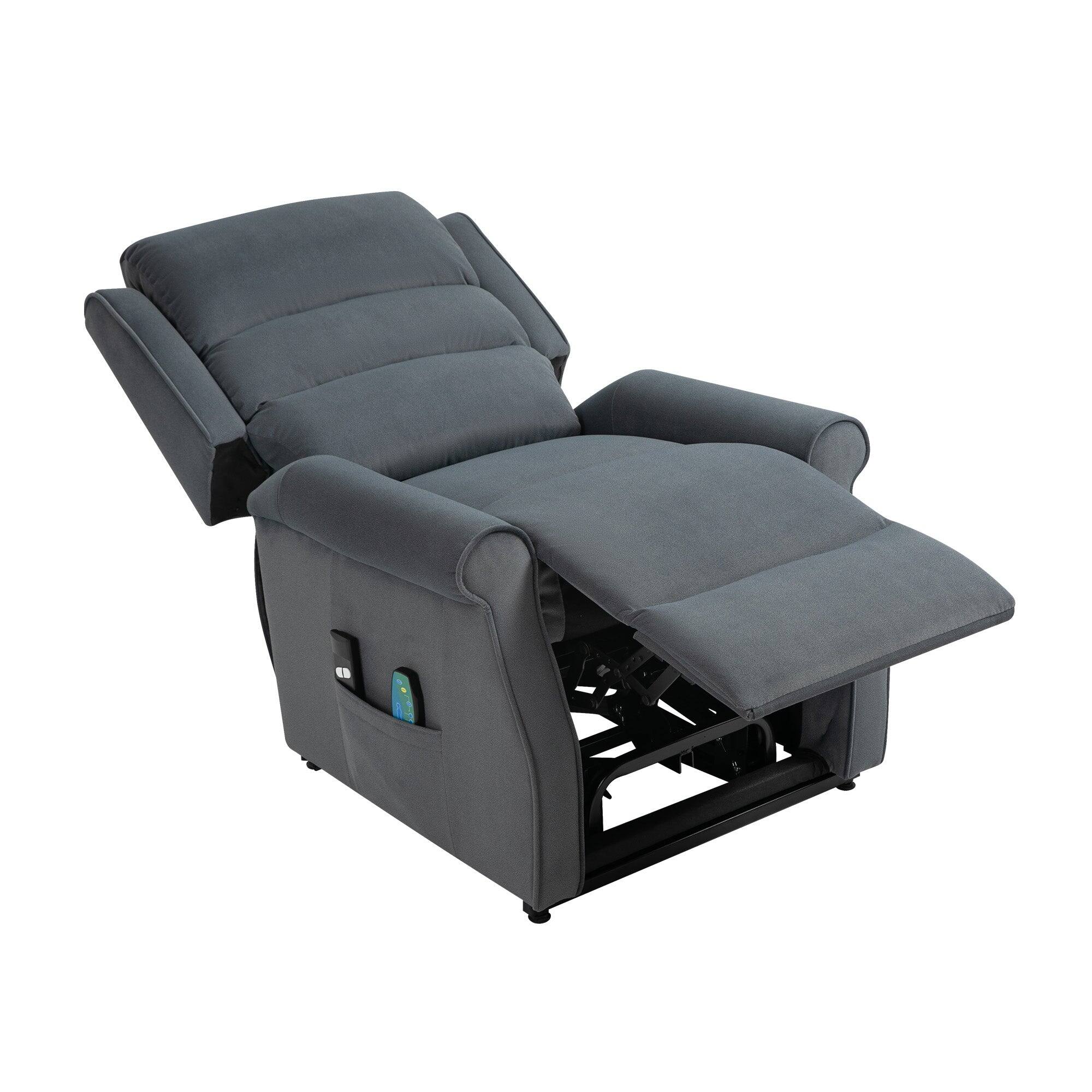 Left. Boyel Living - Ergonomic Fabric Manual Recliner Chair with Rocker and Swivel for Living Room - Blue.