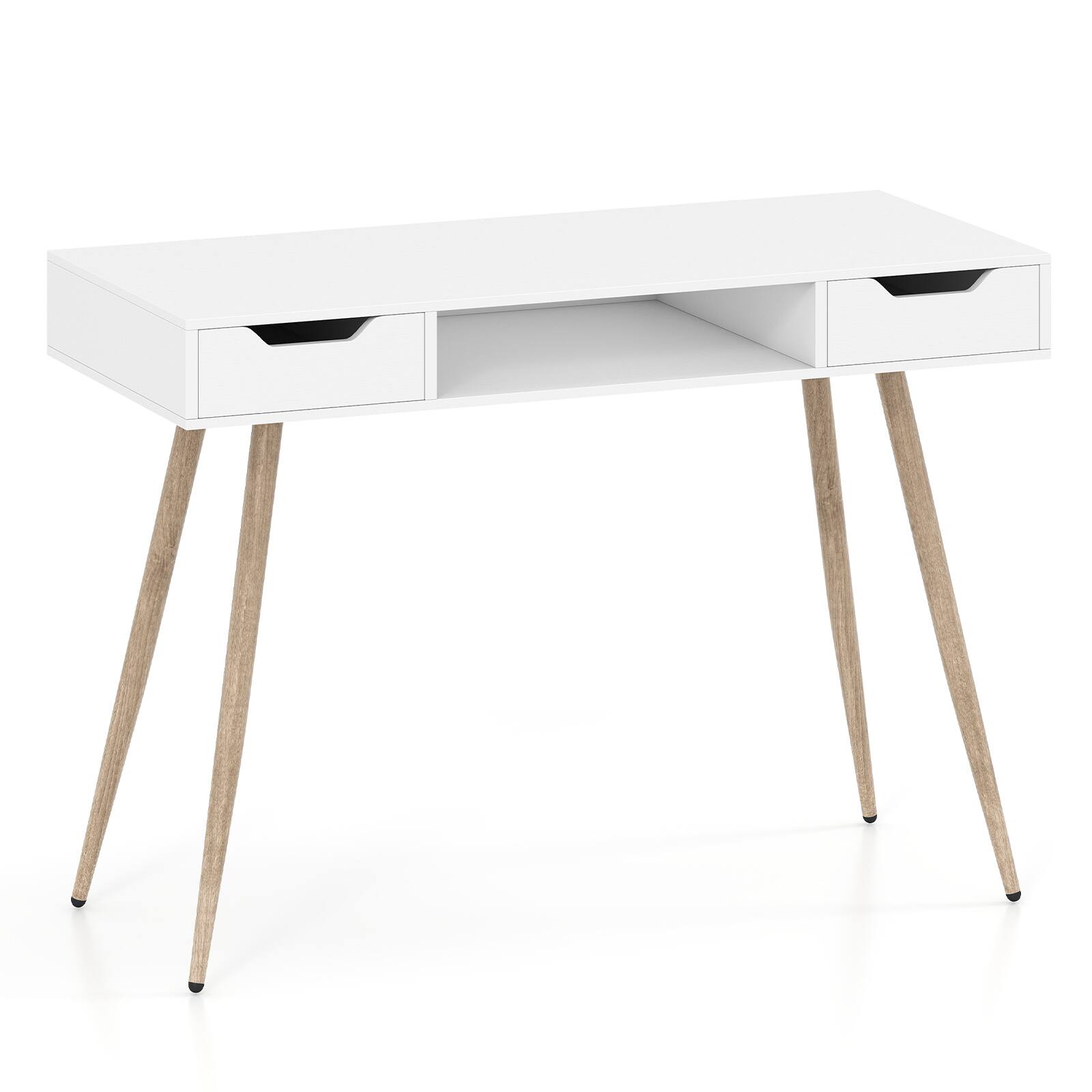 Alt View 9. Costway - Costway Computer Desk with Drawers, Open Storage Compartment for Small Spaces, Office - White.