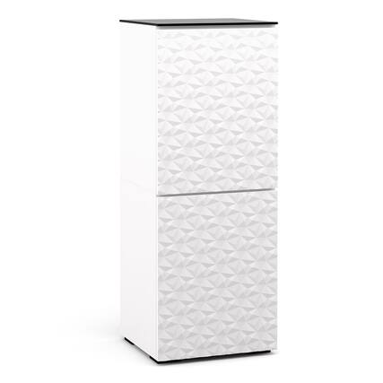 Front. Salamander Designs - Salamander Designs Chameleon Collection Milan 617 Single AV Cabinet (Geometric White with Black Glass Top) - White.
