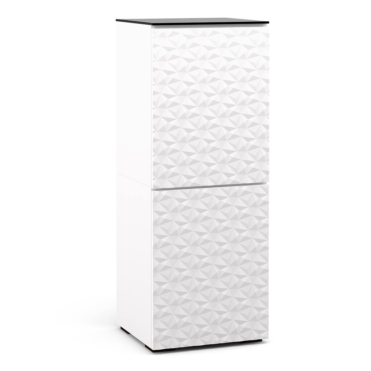 Front. Salamander Designs - Salamander Designs Chameleon Collection Milan 617 Single AV Cabinet (Geometric White with Black Glass Top) - White.
