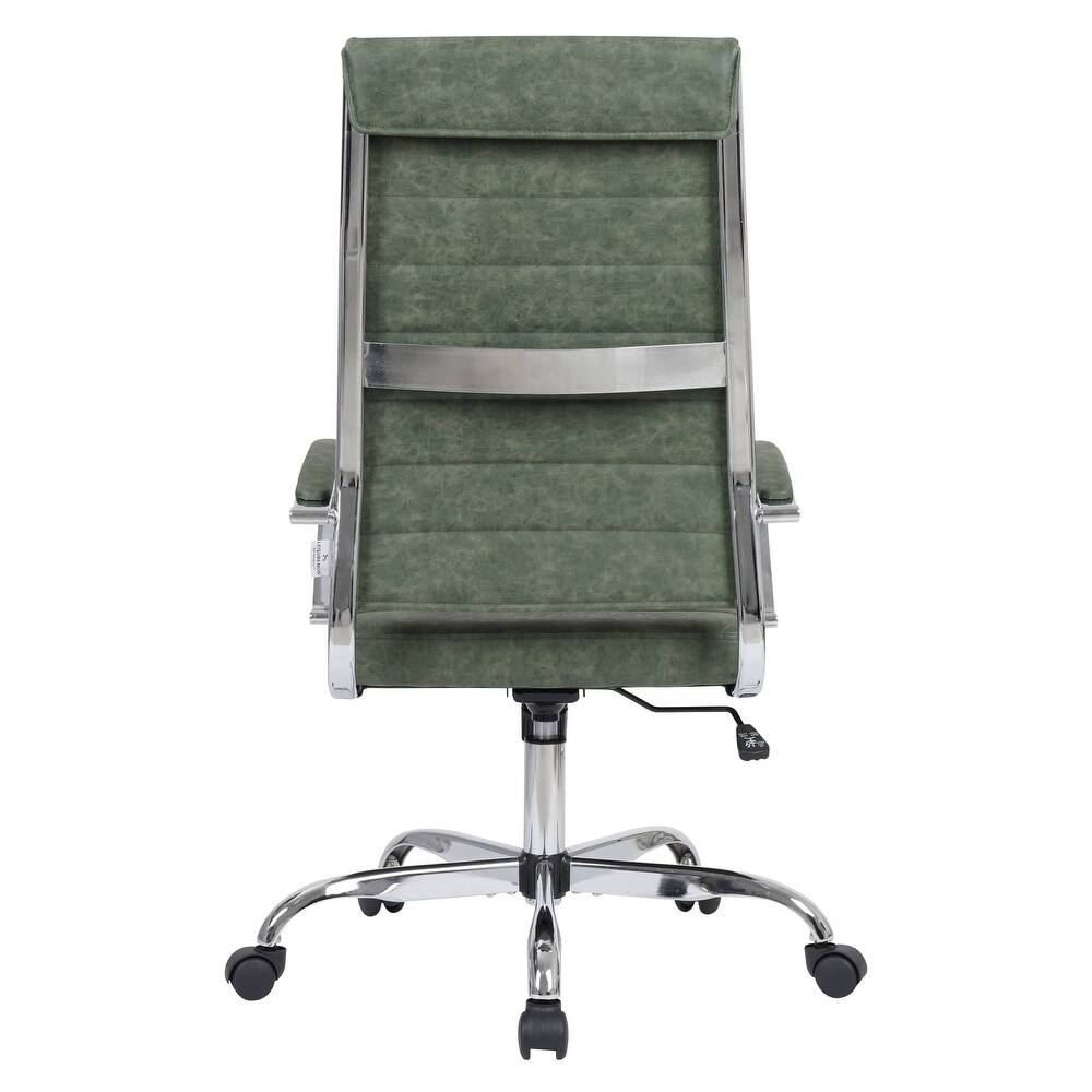 Alt View 5. LeisureMod - Benmar High Back Leather Office Chair with Adjustable Height, Swivel Base, Ergonomic Design Modern Conference Chair - Green.