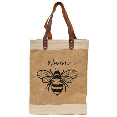 Front. BreeBe - Queen Bee Jute Tote - Multi.