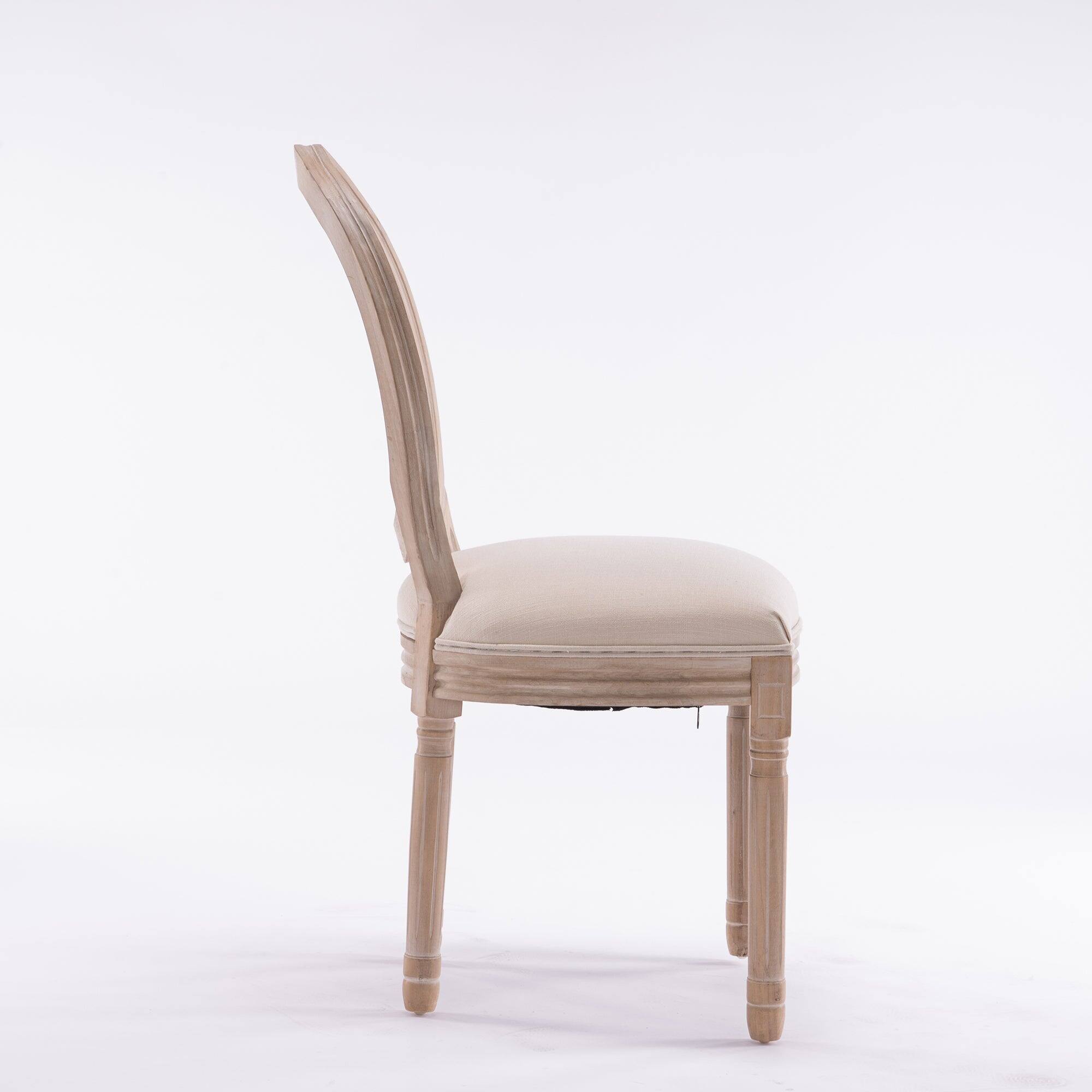 Alt View 4. Boyel Living - Cream French Style Solid Wood Frame Linen Fabric Rattan Back Dining Chair Set of 2 - Beige.