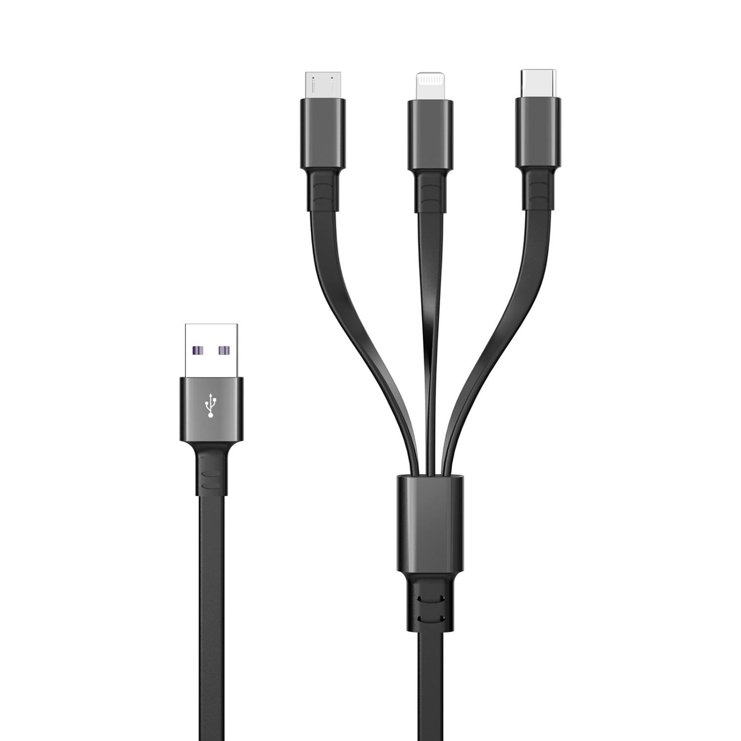 Alt View 1. AmpNergy - AmpNergy PowerLines 3-in-1 Retractable Charging Cable - 4FT - Black - Black.