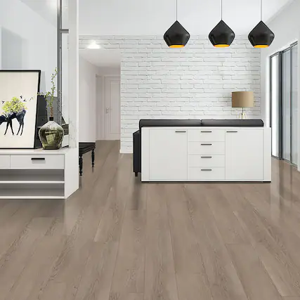 Front. Dotfloor - Superoak SEKET Laminate Flooring - 48"x7.7" Planks, 8 Planks/Box (20.56 sq ft/Box), 12mm Thick, AC4 Wear Rating - Clean Brushed.