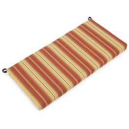 Blazing Needles - 40-inch by 19-inch Outdoor Spun Polyester Loveseat Cushion - Kingsley Stripe Ruby