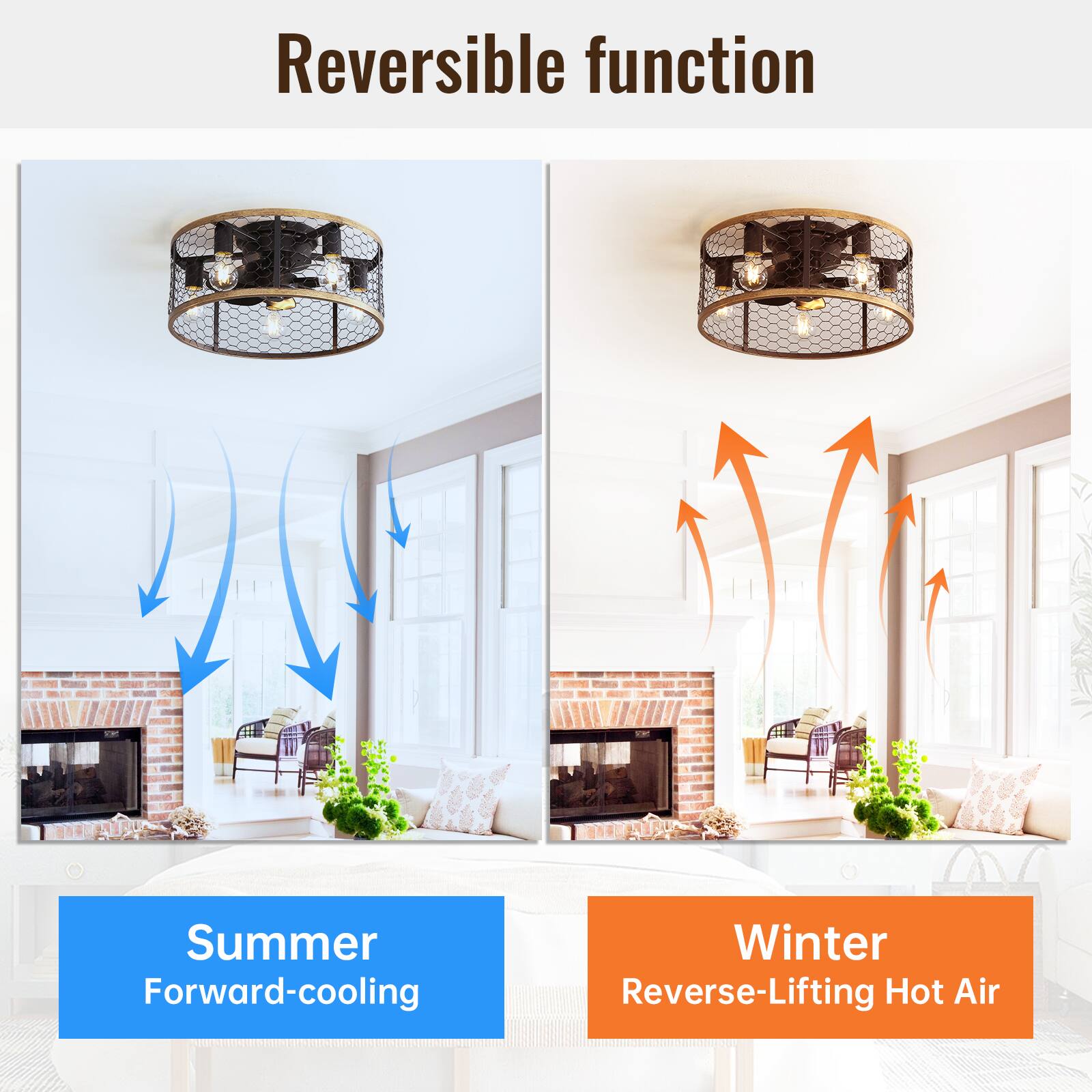 Reversible function

Summer  
Forward-cooling

Winter  
Reverse-Lifting Hot Air