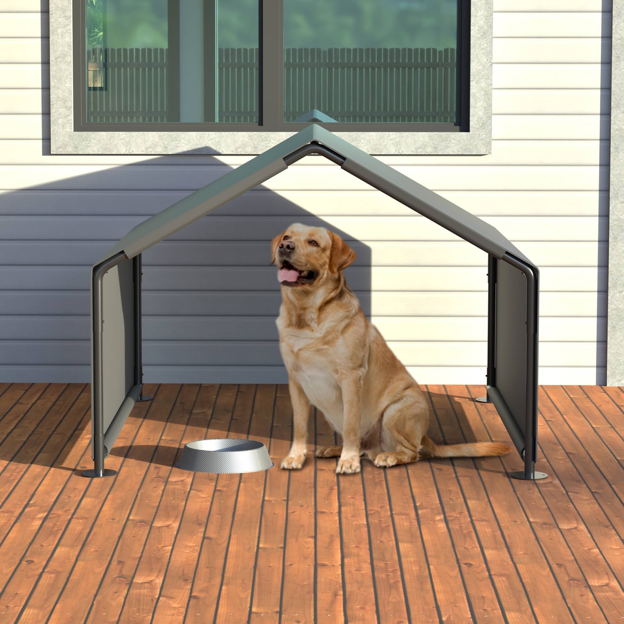 Left. Boyel Living - Portable Outdoor Dog Tent with UV and Rain Protection - Grey.