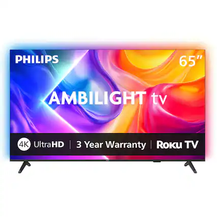 PHILIPS 65" AMBILIGHT TV 4K UltraHD | 3 Year Warranty | Roku TV